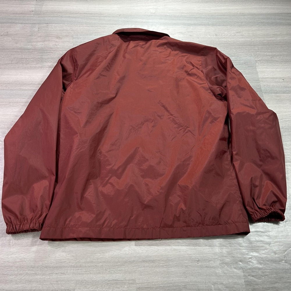 Fox Jacket Mens Large Red Coach Snap Front Nylon Lined Windbreaker Moto - Picture 2 of 10